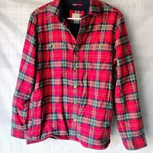 L.L. Bean Plaid Red and Black Button Up Flannel